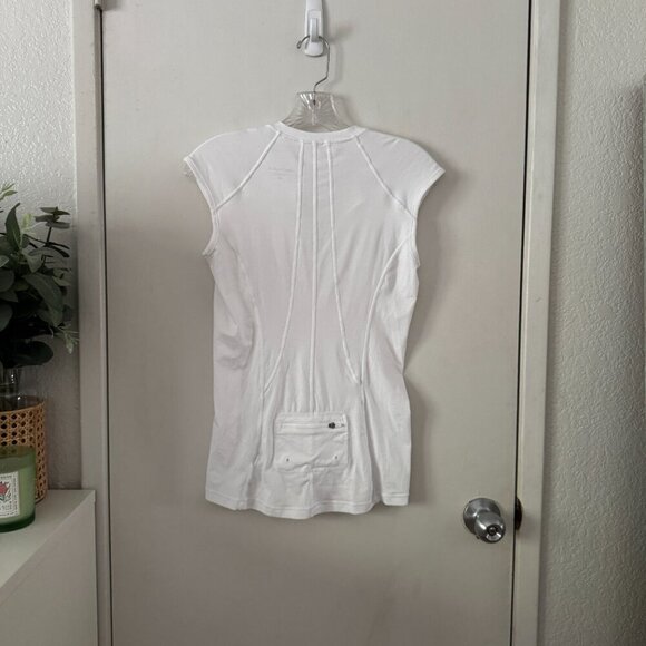 🦋 ATHLETA Pacific Tank Bright White Zip Top Pockets Contoured XS Active Casual - Picture 7 of 9